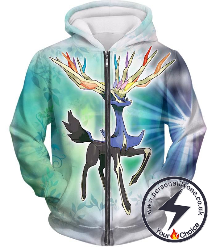 Pokemon Beautiful Fairy Pokemon Species Xerneas Zip Up Hoodie